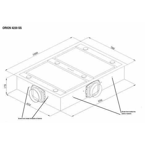 ViandPro - VP-CH4220-EX Scorpio 100 X 70cm Ceiling Hood With 1200m3/h External Motor - Image 2