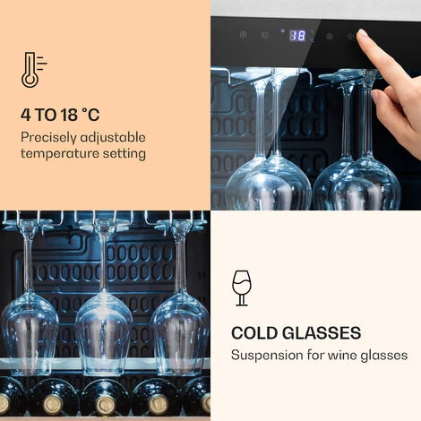 Klarstein Vinamour 46 Uno Wine Refrigerator 1 Zone 155 L/46 Fl. 4-18 °C Stainless Steel - Image 3