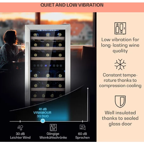 Klarstein Vinamour 33 Duo Wine Fridge 2 Zones 89 L / 33 Bottles 5-18°C Touch - Image 4