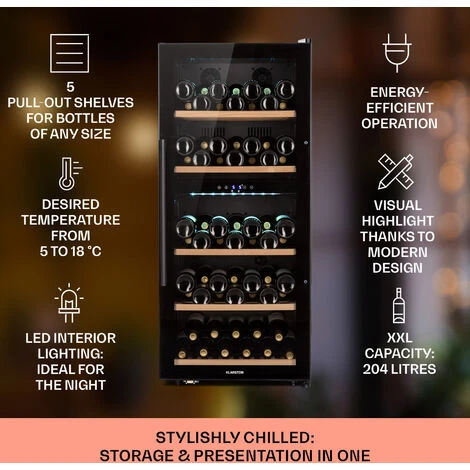 Klarstein Barossa 79 Duo Wine Fridge 79 Bottles 204 Litres 2 Zones - Image 2