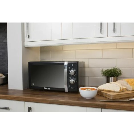 Swan Retro 25L LED 900W Manual Microwave Black - Image 3