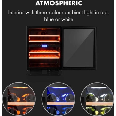 Klarstein Vinovilla 43 Built-In Duo Onyx Edition Wine Fridge 129 Litres 43 Bottles 2 Zones - Image 3