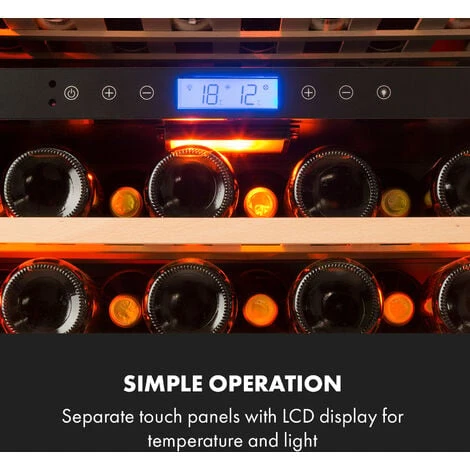 Klarstein Vinovilla 43 Built-In Duo Onyx Edition Wine Fridge 129 Litres 43 Bottles 2 Zones - Image 4