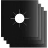 4Pcs Gas Hob Protector Teflon Silver Hob Gas Protector Gas Stove Protector Gas Stove Gas Burner Protector Anti-Corrosion Non-Stick (Black 2727cm)