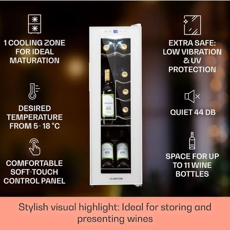 Klarstein Shiraz 12 Slim Uno Wine Fridge 32l/12 Bottles Touch 85 W 5-18 °C LED - Image 2