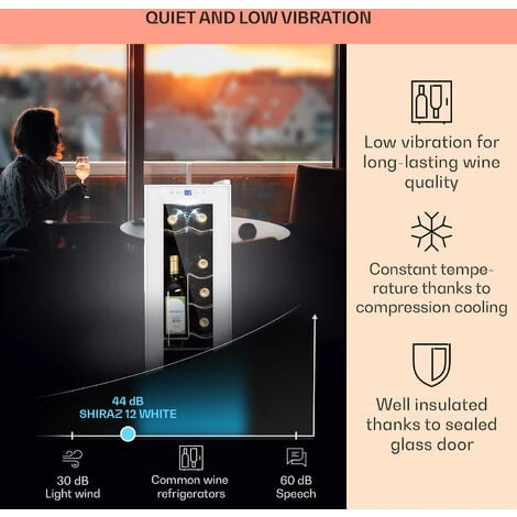 Klarstein Shiraz 12 Slim Uno Wine Fridge 32l/12 Bottles Touch 85 W 5-18 °C LED - Image 4