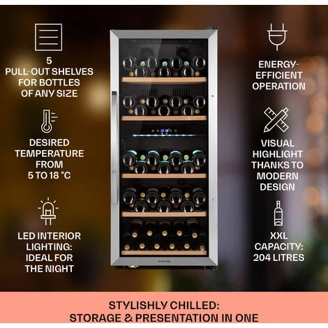 Klarstein Vinamour 66 Duo Wine Fridge 2 Zones 204 L / 79 Bottles 5-18°C Touch - Image 2