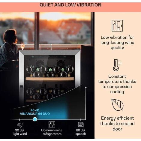 Klarstein Vinamour 66 Duo Wine Fridge 2 Zones 204 L / 79 Bottles 5-18°C Touch - Image 4