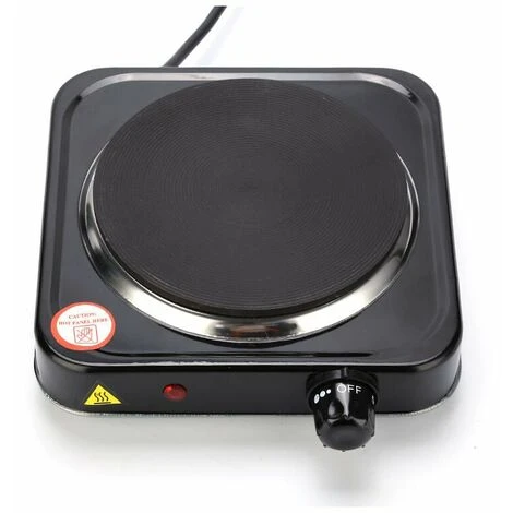 1000 W Hob, Black Ideal Kitchen Hob For Student Accommodation, In The Garden Or At The Campsite, Electric Hob With Infinitely Adjustable Thermostat